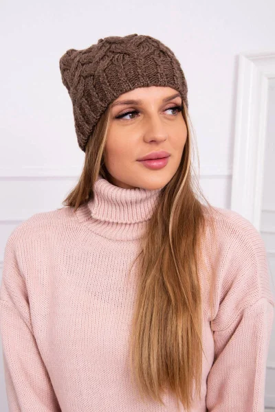 Fleecová dětská čepice s bambulí Cappuccino K-Fashion