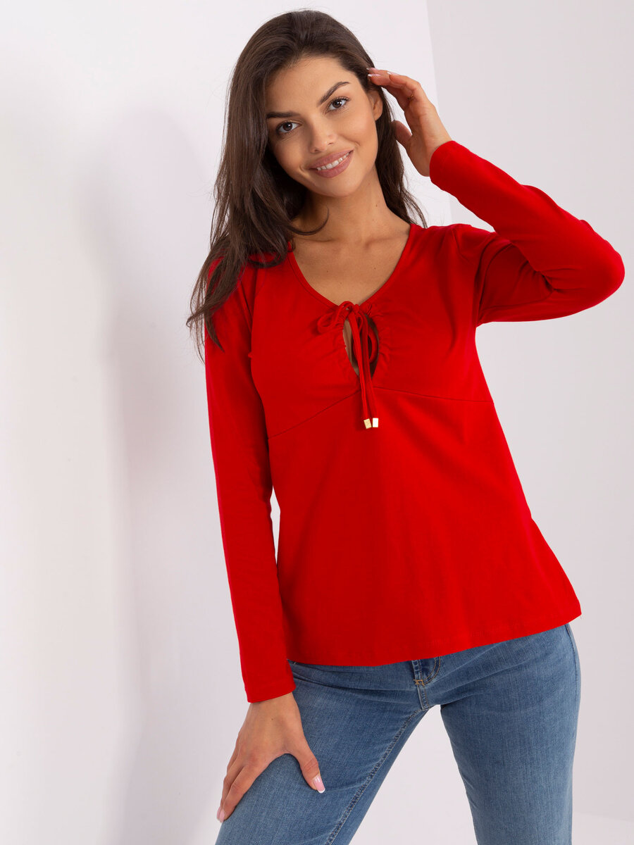 Červená dámská halenka RUE PARIS - ležérní styl, M i523_2016103425730