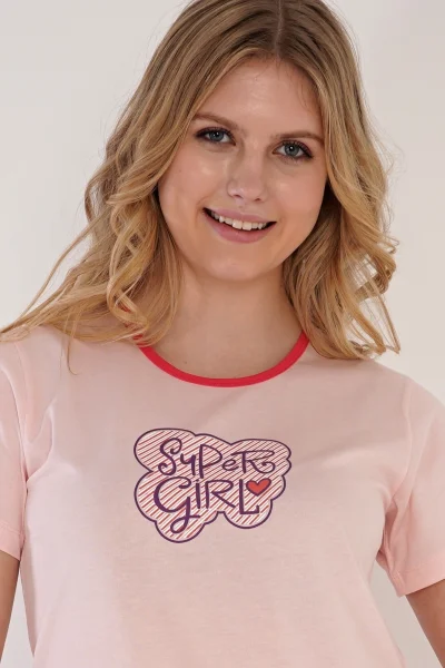 Domácí bavlněné šaty Super Girl s kapsami