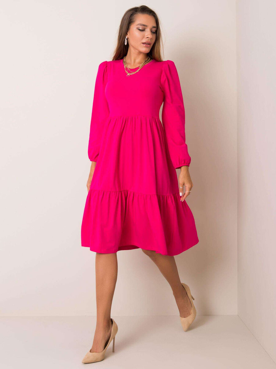 RUE PARIS Tmavě růžové bavlněné šaty FPrice, S i523_2016102704133