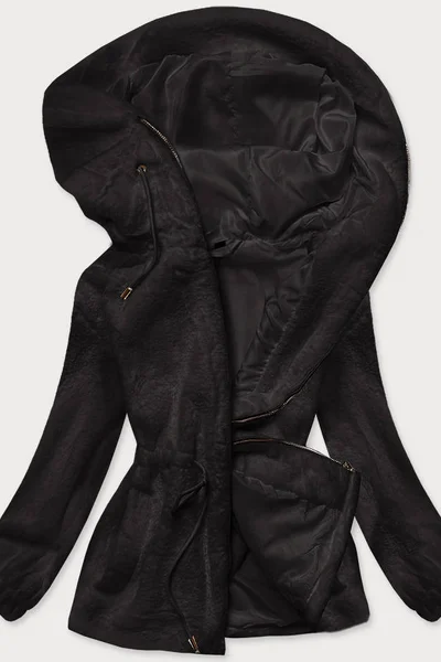 Černá kožešinová bunda pro ženy s kapucí CW90 S'WEST