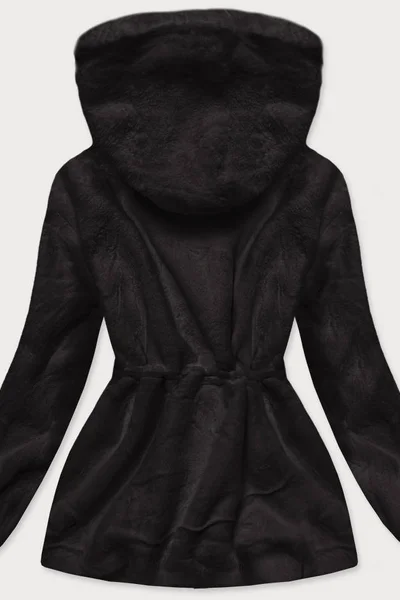 Černá kožešinová bunda pro ženy s kapucí CW90 S'WEST