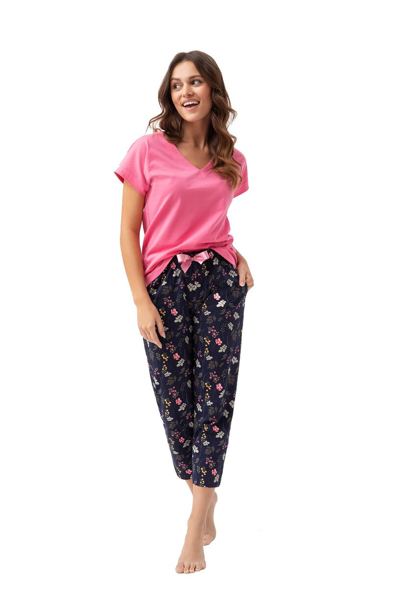 Květinové pyžamo pro ženy Luna Comfort, tyrkysová M i384_95963046