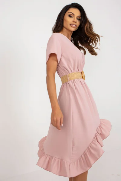Růžové dámské šaty FPrice s unikátním střihem