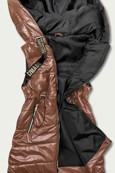 Dámská lesklá vesta v karamelové barvě s kapucí J5241 S'WEST