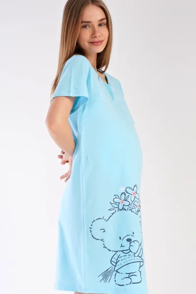 Kojící noční košile Méďa s kytkou pro těhotné