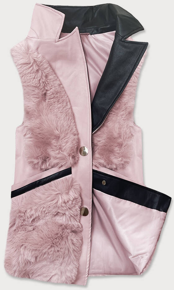 Růžová dámská vesta s kožíškem 5GK SWEST, odcienie różu XL (42) i392_17843-53