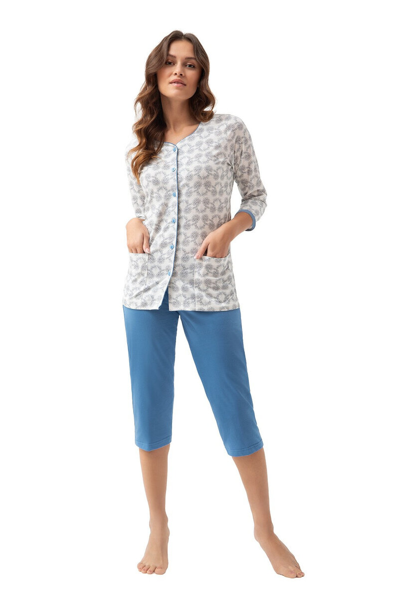 Květinové pyžamo pro ženy Luna 3XL, modrá 3xl i384_20195493