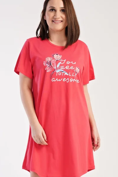 Květinová noční košile s nápisem 'You are totally awesome'