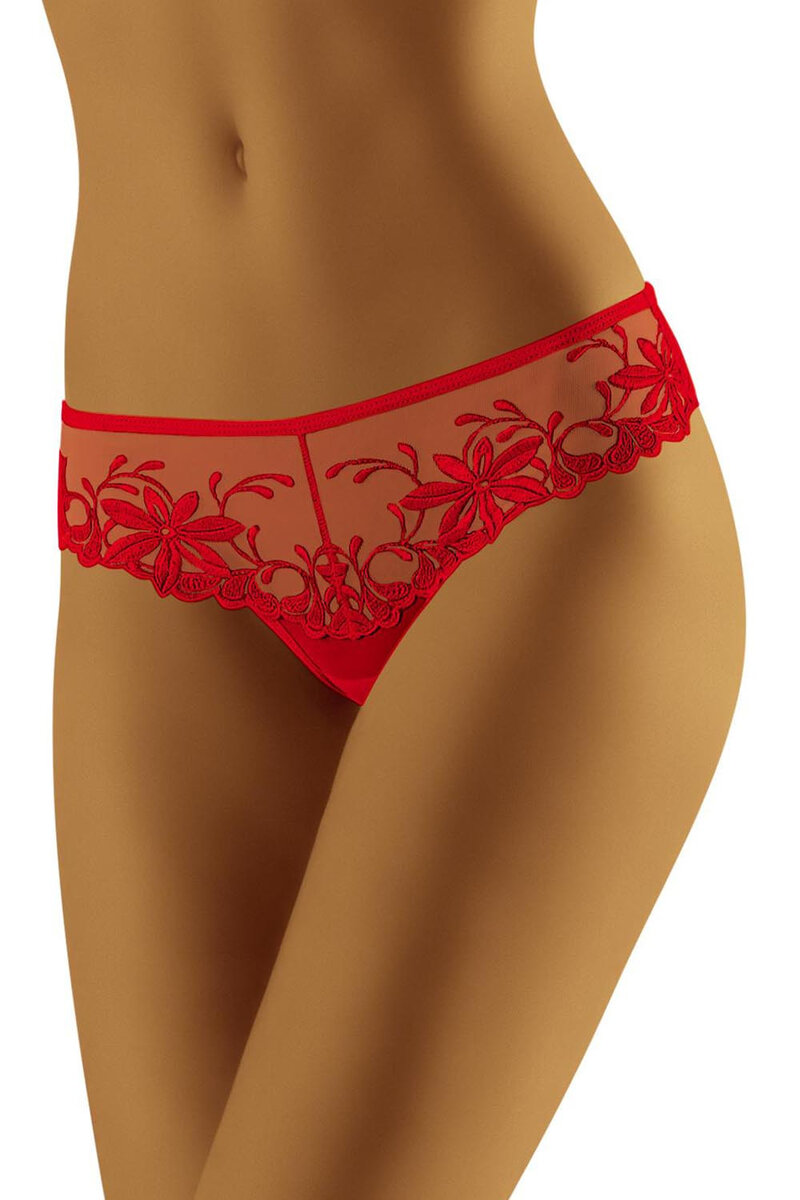 Červené Zorba kalhotky s sexy výšivkou od Wol-Baru, S i510_4073233018