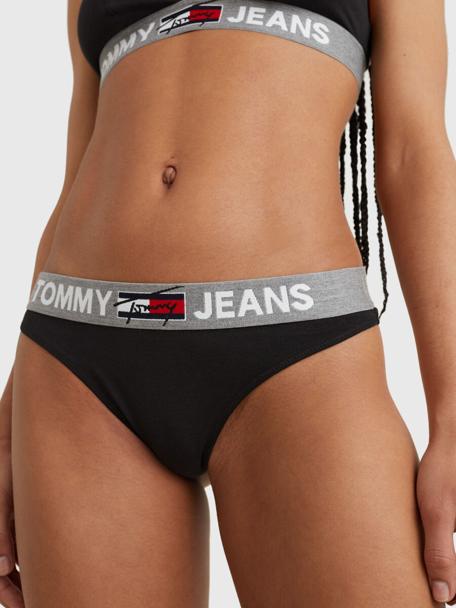 Černé tanga s logem Tommy Jeans, XL i652_UW0UW02823BDS005
