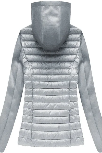 Dámská šedá prošívaná bunda z různých spojených materiálů 72VKQ W COLLECTION