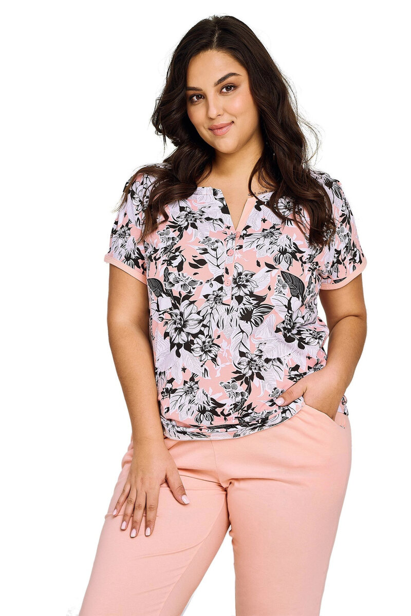 Růžové květinové pyžamo pro ženy Lana od značky Taro, Růžová XL i41_9999941756_2:růžová_3:XL_