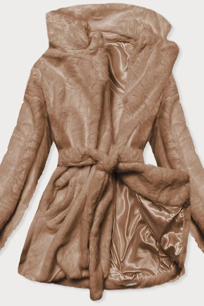 Hnědá bunda pro ženy - kožíšek s límcem 7P728C Ann Gissy