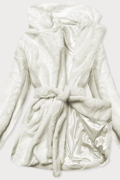 Bílá bunda pro ženy - kožíšek s límcem R78I9V Ann Gissy