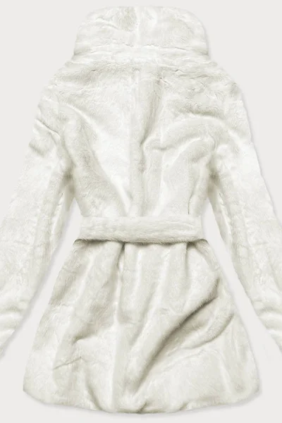 Bílá bunda pro ženy - kožíšek s límcem R78I9V Ann Gissy
