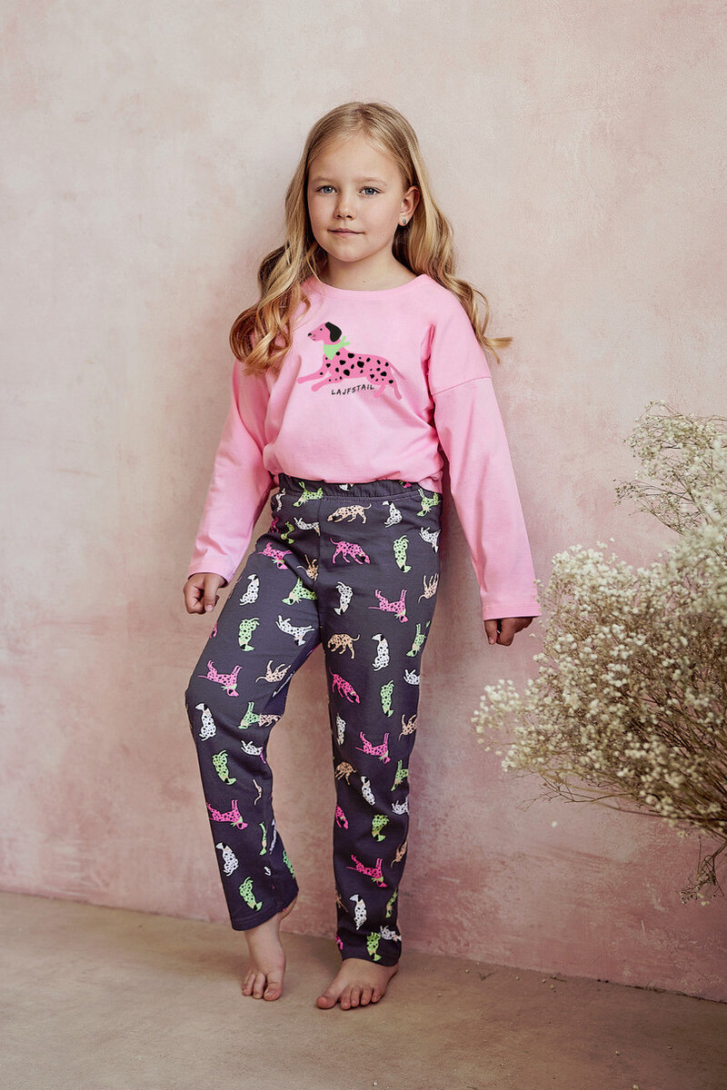 Růžové dívčí pyžamo s potiskem a vzory, Candy Pink 128 i170_3043-128-01 A/W 23-24