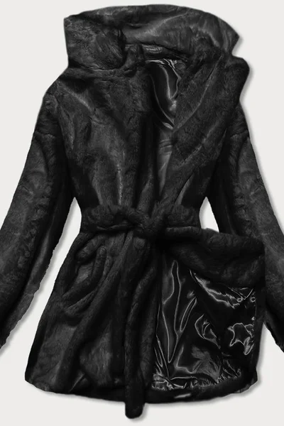 Černá bunda pro ženy - kožíšek s límcem U8GPQ Ann Gissy
