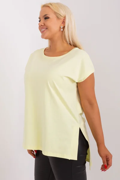 Zářivě žlutá plus size dámská halenka z bavlny - Letní světlo