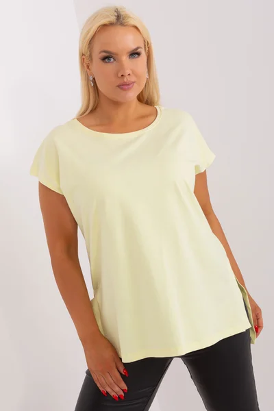 Zářivě žlutá plus size dámská halenka z bavlny - Letní světlo