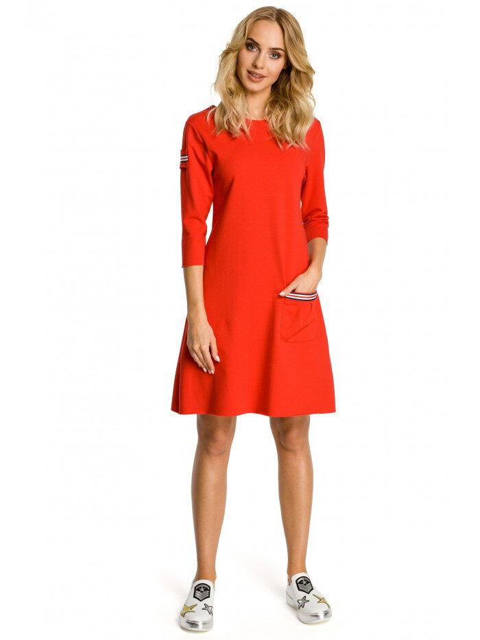 Dámské YW788 Trapézové šaty s pruhy - červené Moe, EU XXL i529_4921314815808377106