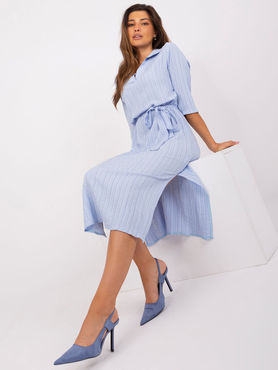 Modré viskózové dámské šaty pro každodenní nošení - FPrice, S/M i523_2016103410712