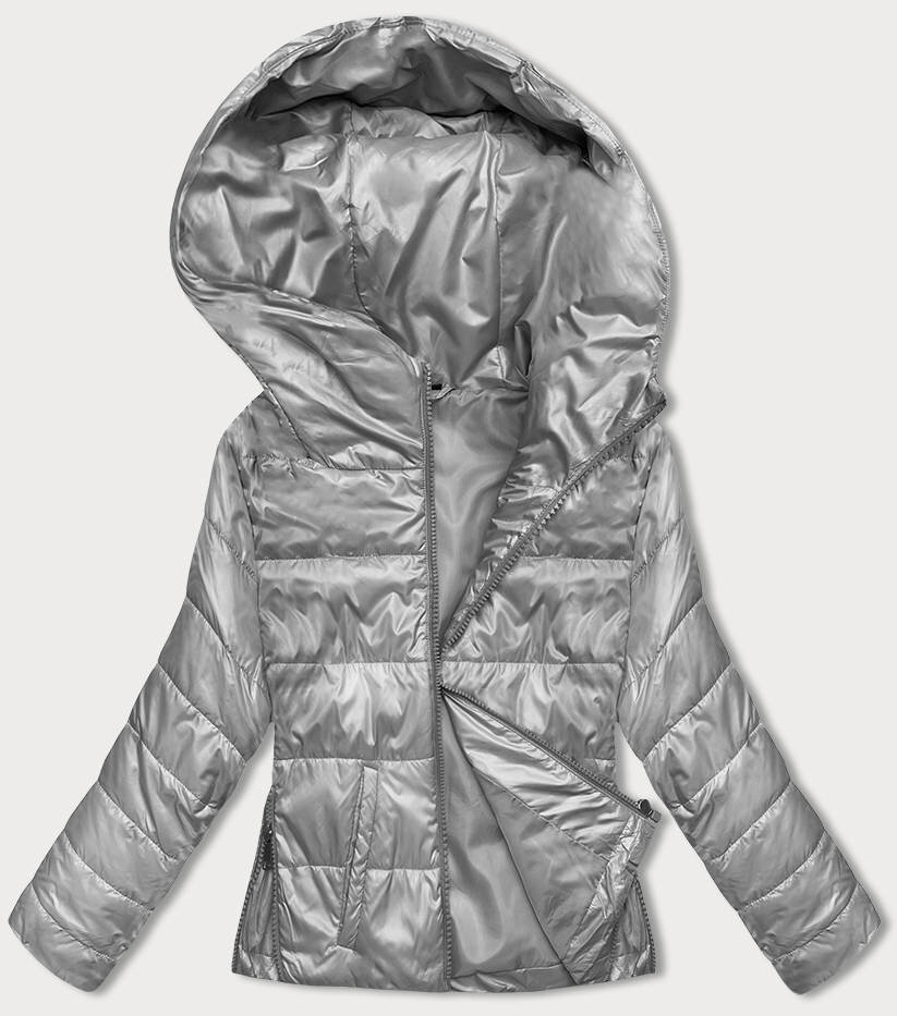 Šedá bunda s kapucí SWEST - Zimní styl pro ženy, odcienie szarości S (36) i392_22449-46