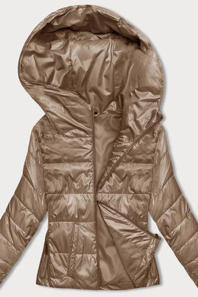 Krátká dámská bunda v karamelové barvě s kapucí S'WEST