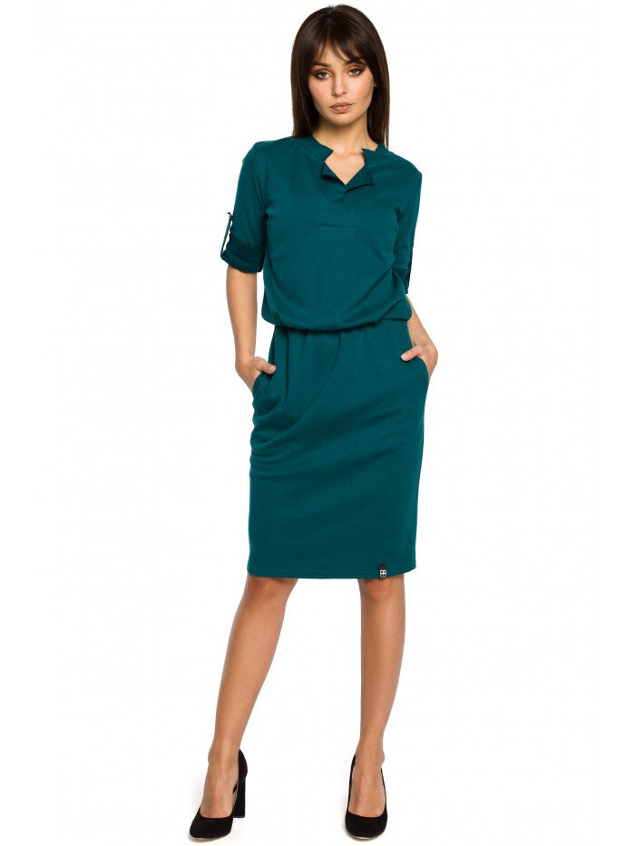 Dámské F270 Pletené košilové šaty - zelené BE, EU M i529_5873314778609698964