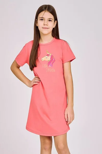 Růžová dívčí košilka s jednorožcem Taro