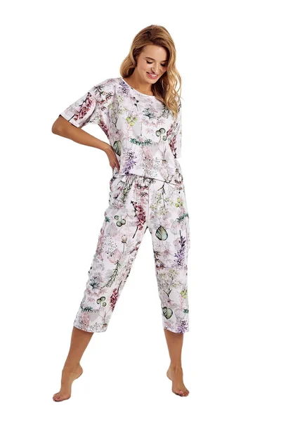 Květinové pyžamo pro ženy Taro - Olive