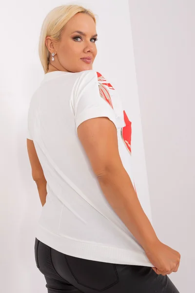 Červená plus size dámská halenka s výstřihem do V - Model RV-BZ-8627