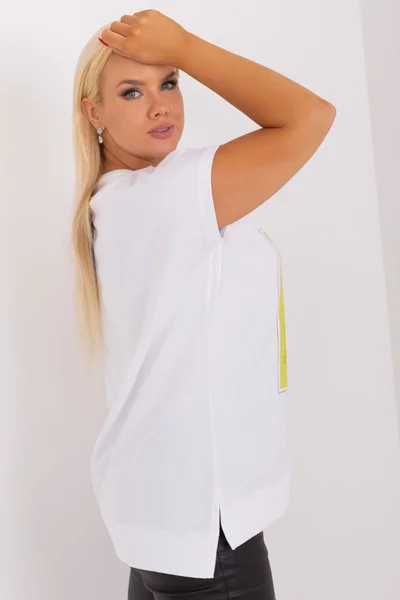 Halenka plus size s potiskem v barvě ecru-lime FPrice