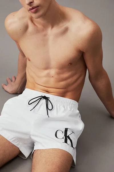 Plavky CK MONOGRAM bílé - Calvin Klein