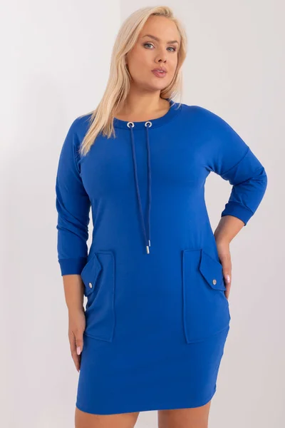 Dámské modré mikinové šaty plus size Fashionhunters