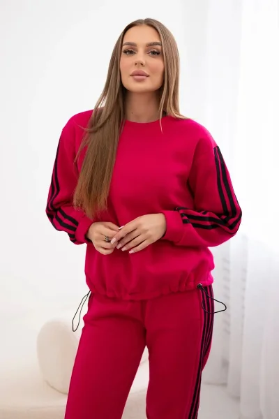 Bavlněná proužkovaná souprava fuchsie K-Fashion