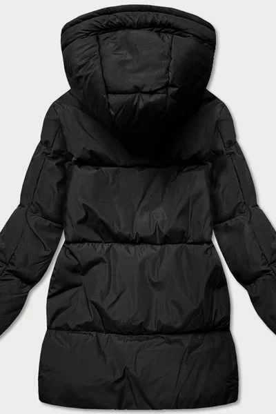 Zimní černá puffer bunda s kapucí Copperose