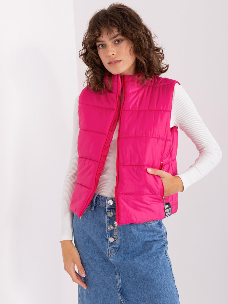 Růžová péřová vesta FPrice pro dámy, L i523_2016103473991