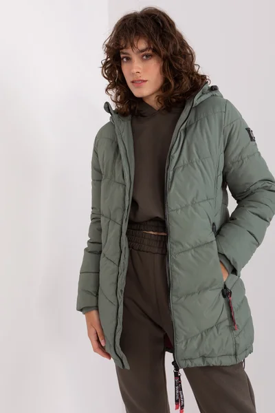 Khaki bunda na zimu s kapucí SUBLEVEL