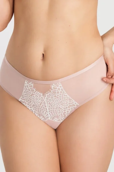 Beige Brazilky Gorsenia Elegant Bliss s krajkou a výřezem