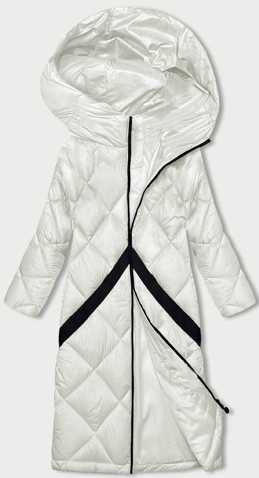 Zimní péřová bunda s kapucí v barvě ecru od Z-DESIGN, odcienie bieli XL (42) i392_22545-3