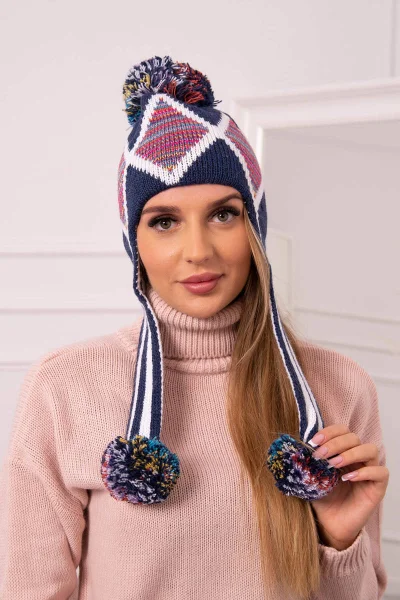 Dámská zimní čepice s klapkami navy blue K-Fashion