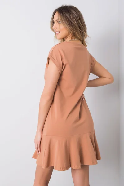 Klasické bavlněné šaty v hnědé barvě s elastanem od značky FPrice
