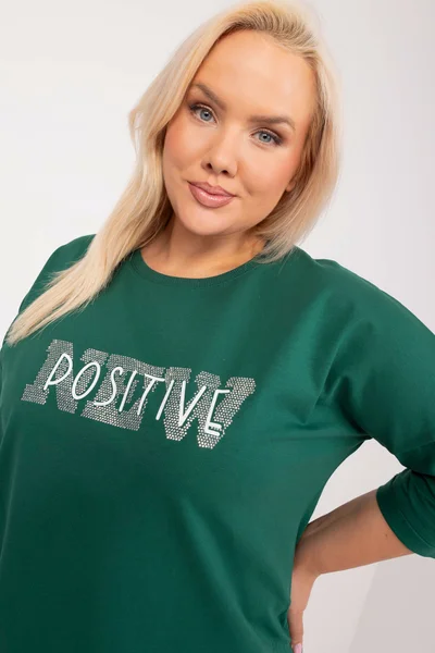 Tmavě zelená halenka plus size s rukávy Fashionhunters