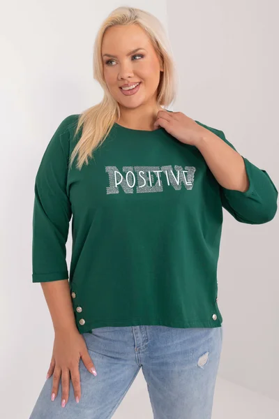 Tmavě zelená halenka plus size s rukávy Fashionhunters