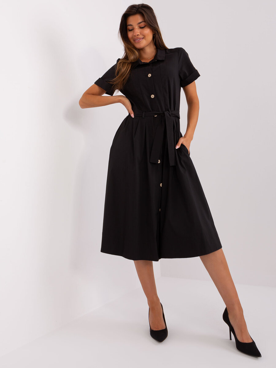 Černé rozšířené šaty ZULUNA - ležérní styl, S/M i523_2016103441525