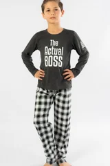 Kostkované dětské pyžamo Actual Boss - chlapecké