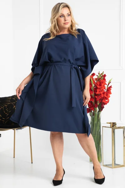 Modré oversize šaty Roland pro dámy plus size od Karko