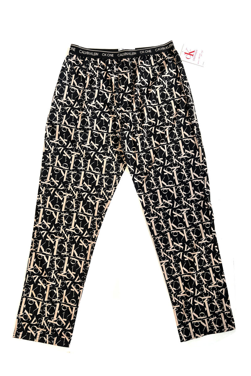 Pánské kalhoty na spaní AK9 1BF černo-béžové - Calvin Klein, černá s potiskem M i10_P54159_1:697_2:91_