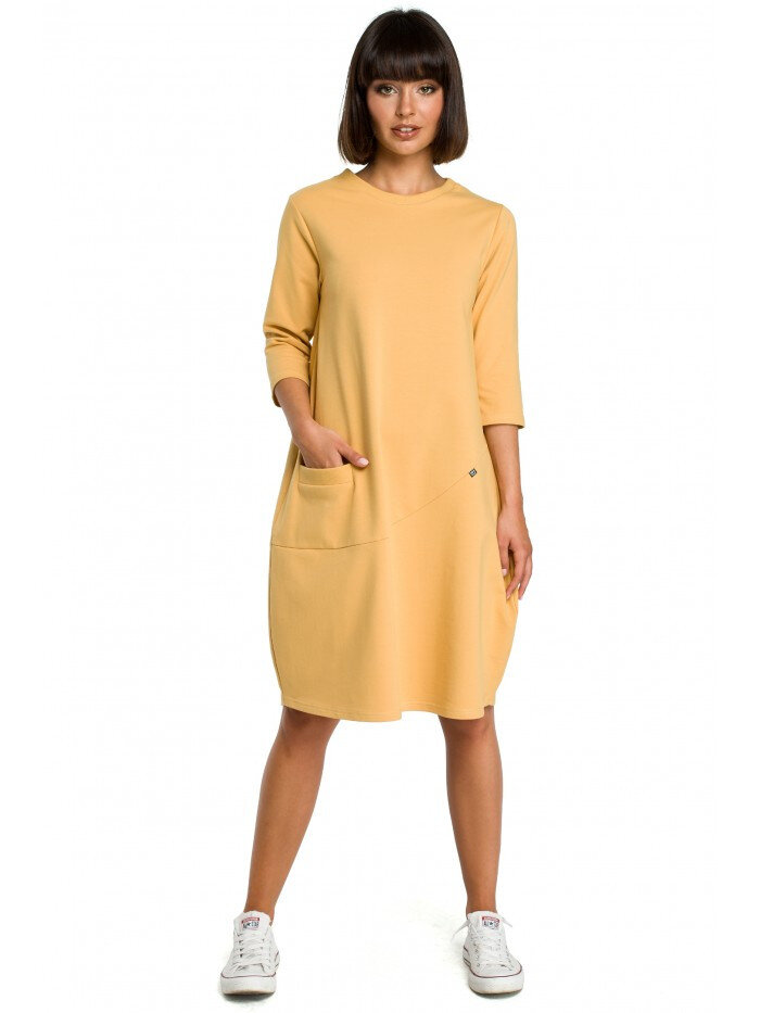 Dámské 5GY1 Oversized šaty s přední kapsou - žluté BE, EU L i529_109072653255771334